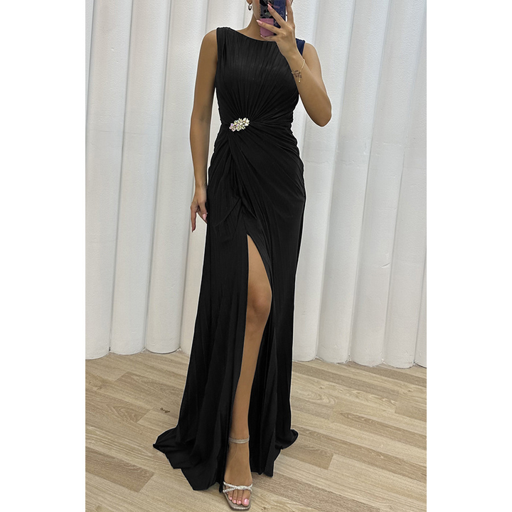 Duttini | Luxe Wedding Guest Pleated Maxi Dress Evening