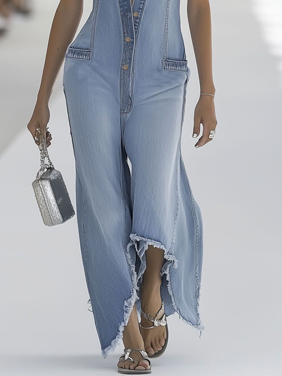 Duttini | Timeless Sleeveless Wide Leg Jumpsuit for Every Occasion