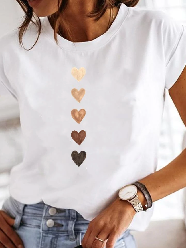 Duttini | Timeless Heart Print Crew Neck Short Sleeve Tee