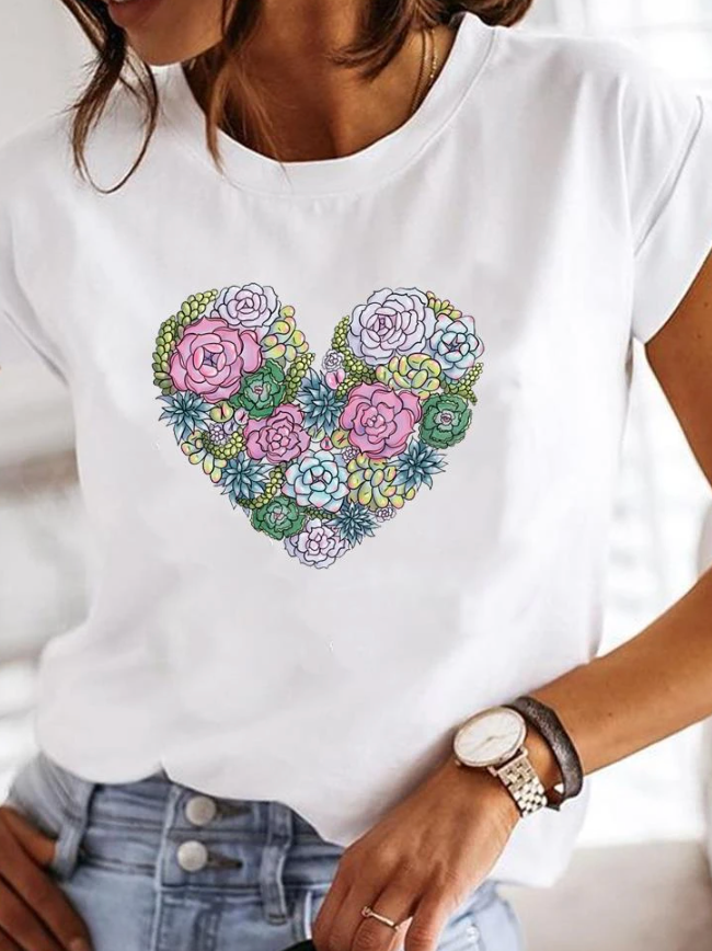 Duttini | Timeless Heart Print Crew Neck Short Sleeve Tee