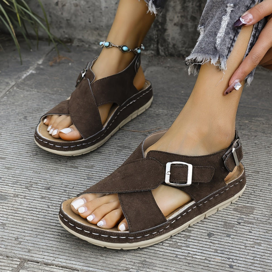 Duttini | Cushioned Double Buckle Platform Sandals with a Comfort Fit