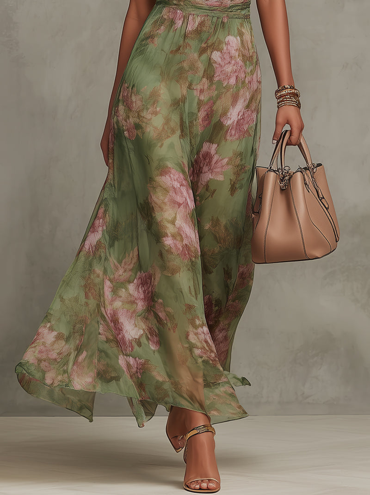 Duttini | Romantic Floral Halter Neck Maxi Dress for a Polished Look