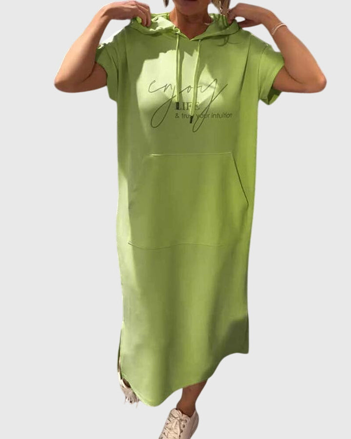 Duttini | Casual Hoodie Dress for Women in Cotton Blend, Relaxed Fit, Gray