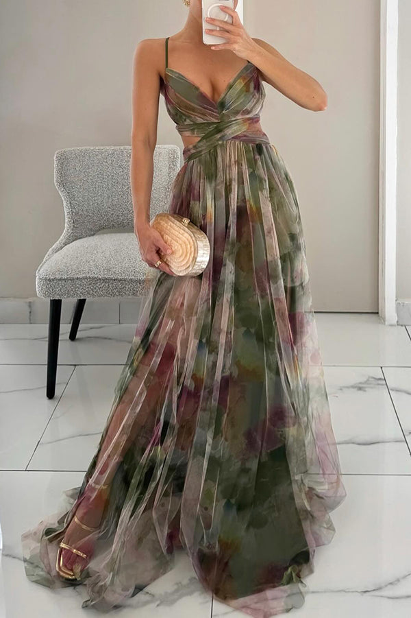 Duttini | Modern Beautiful Floral Print Maxi Dress with Graceful Drape