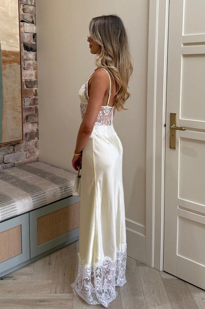 Duttini | Sheer Lace Patchwork Maxi Dress