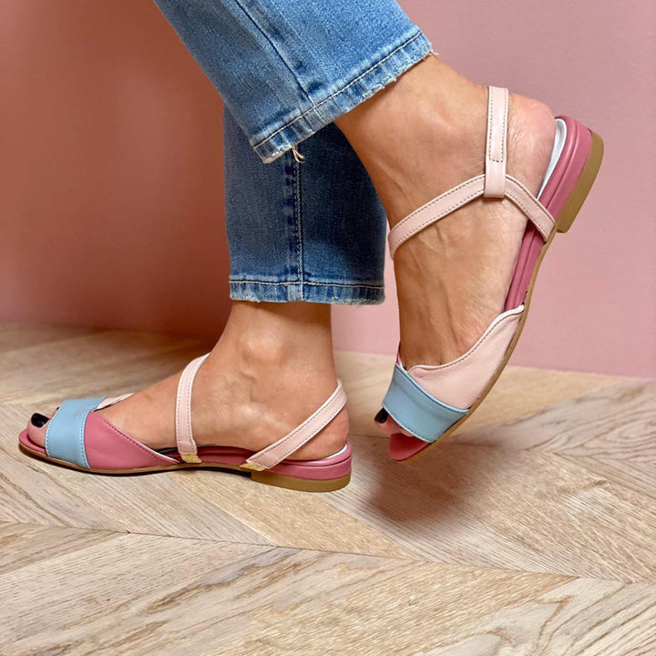 Duttini | Lightweight Asymmetrical Pink Color Block Sandals