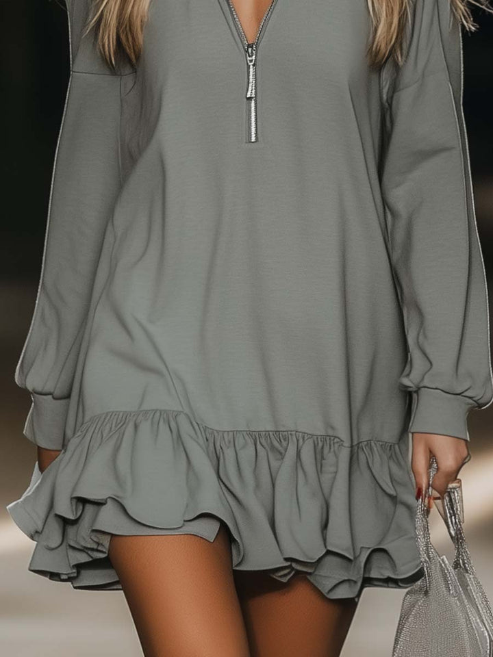 Duttini | Grey V-Neck Casual Dress