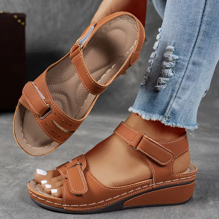 Duttini | Soft-Step Open Toe Ankle Strap With Platform Sole