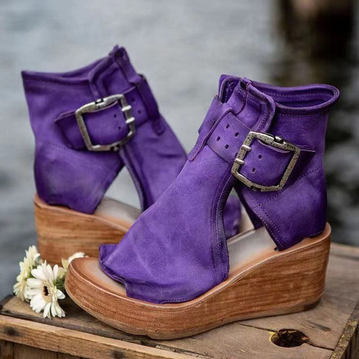 Duttini | Orthopedic Wedge Sandals With Buckle In Boho Style