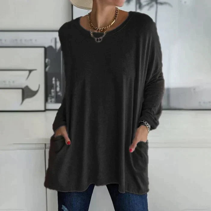 Duttini | Luxe Oversized Long Sleeve Tunic Top With Pockets