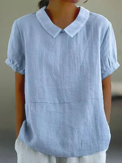 Duttini | Statement Peter Pan Collar Short Sleeve Casual Top