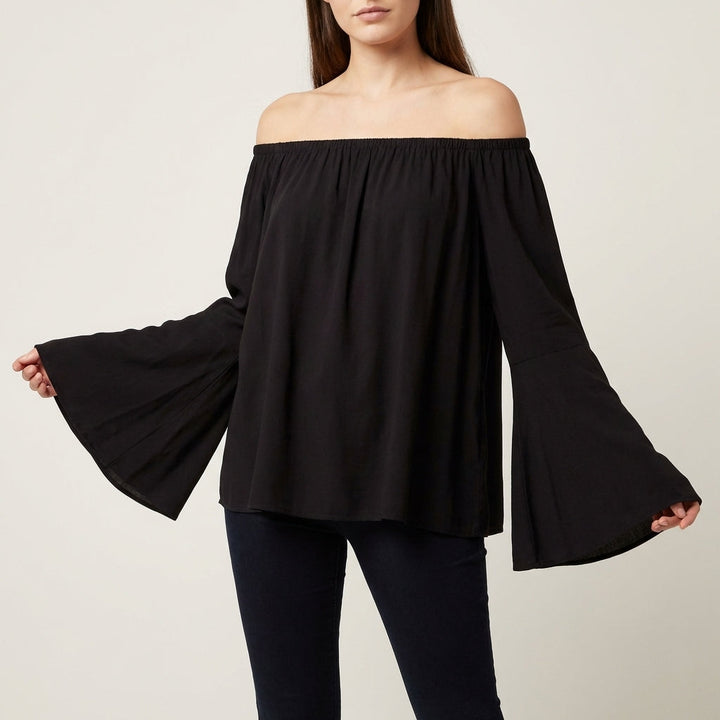 Duttini | Luxe Bohemian Off-the-Shoulder Blouse With Tiered Bell Sleeves