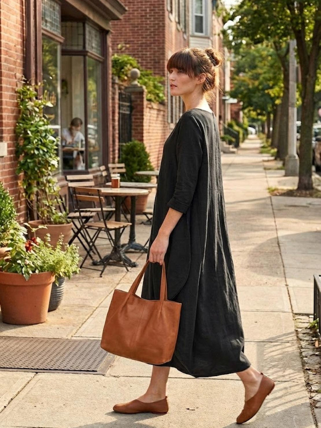 Duttini | Feminine Oversized Boho Maxi Dress With 3/4 Sleeves