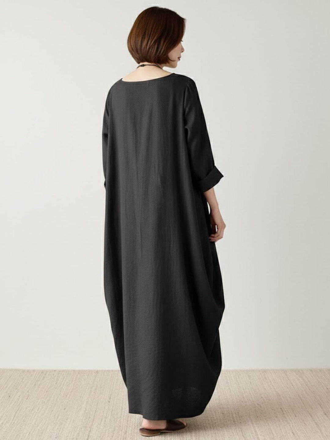 Duttini | Feminine Oversized Boho Maxi Dress With 3/4 Sleeves