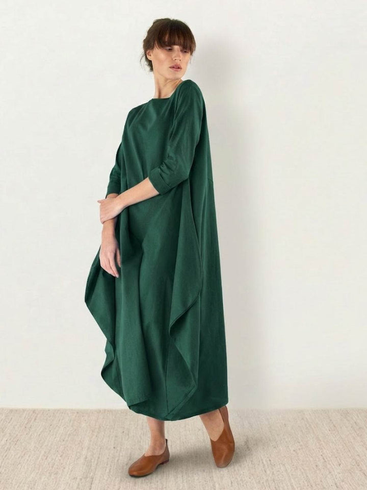 Duttini | Feminine Oversized Boho Maxi Dress With 3/4 Sleeves