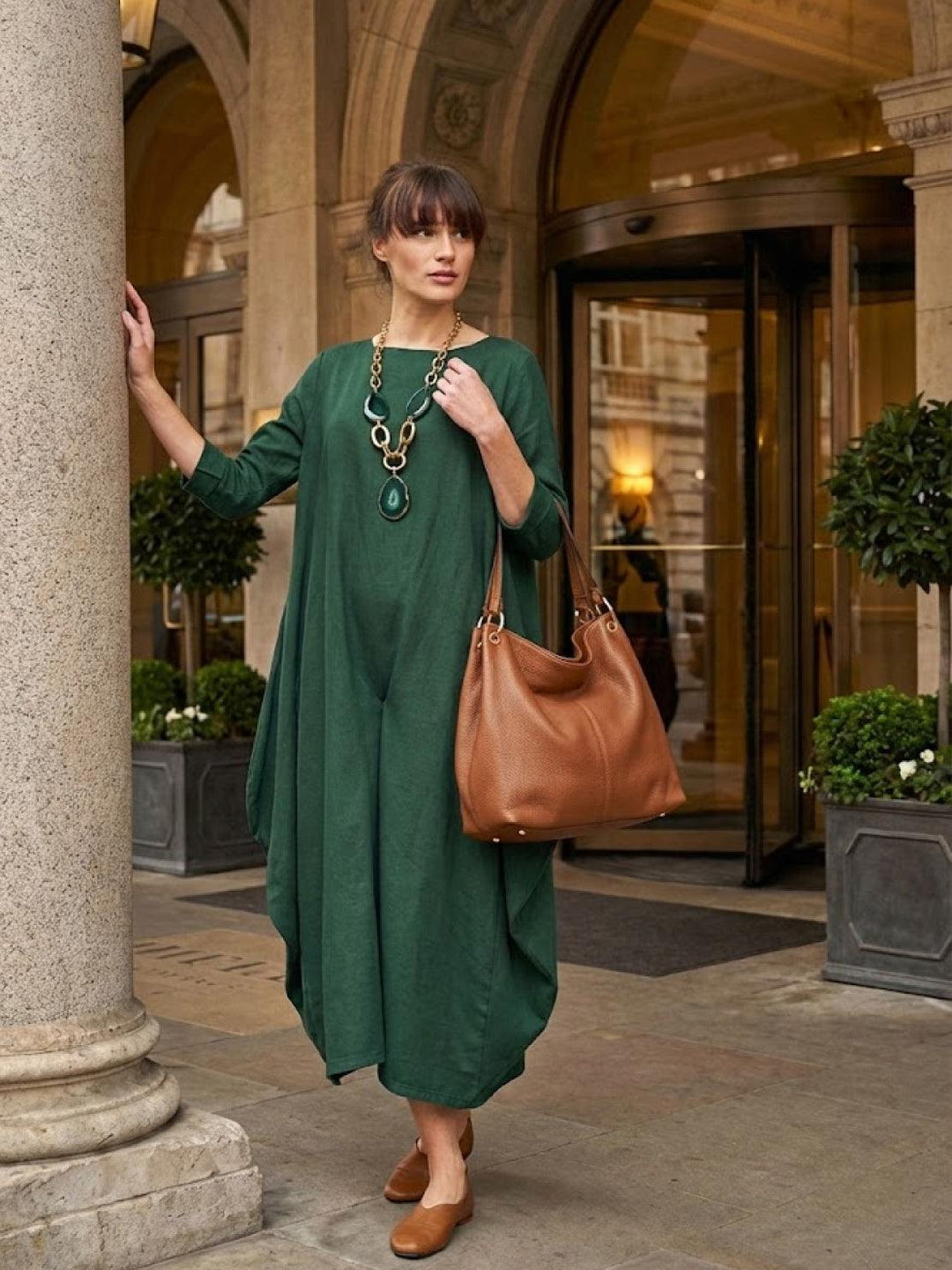 Duttini | Feminine Oversized Boho Maxi Dress With 3/4 Sleeves