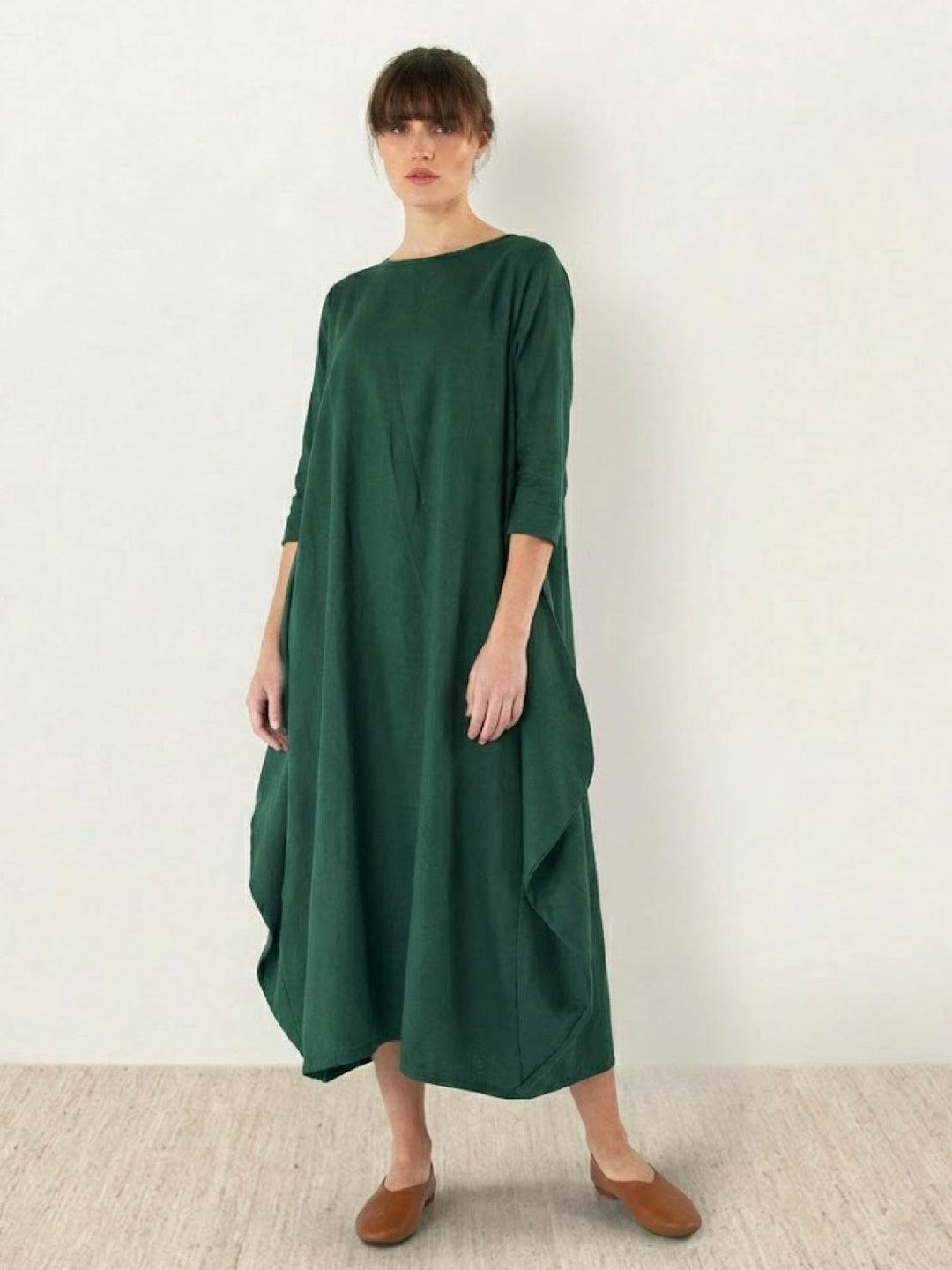 Duttini | Feminine Oversized Boho Maxi Dress With 3/4 Sleeves