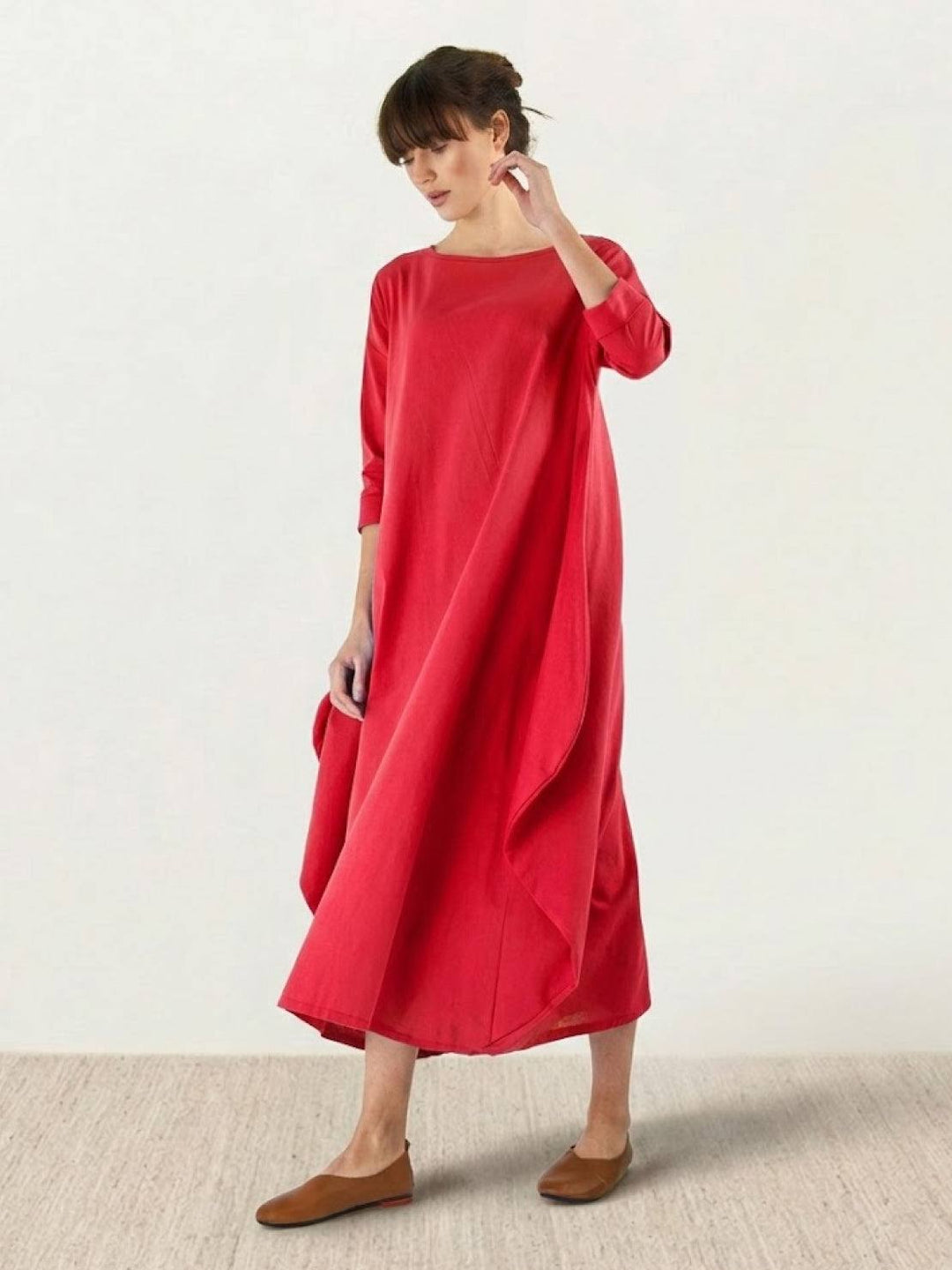 Duttini | Feminine Oversized Boho Maxi Dress With 3/4 Sleeves