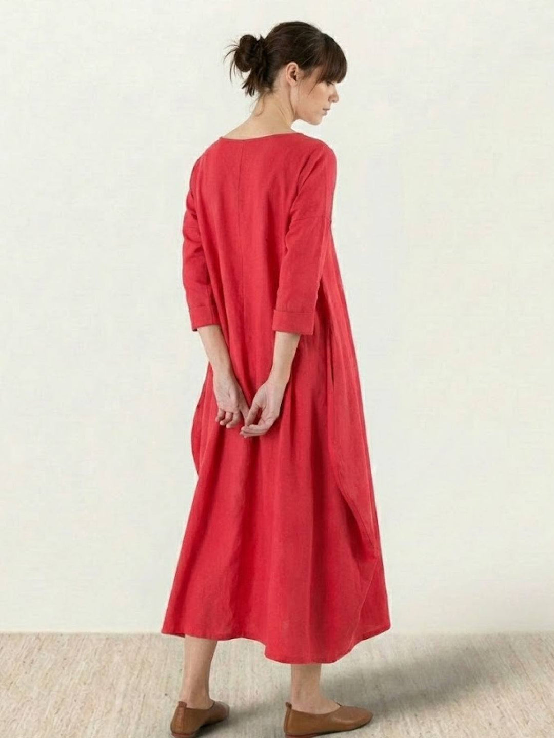 Duttini | Feminine Oversized Boho Maxi Dress With 3/4 Sleeves