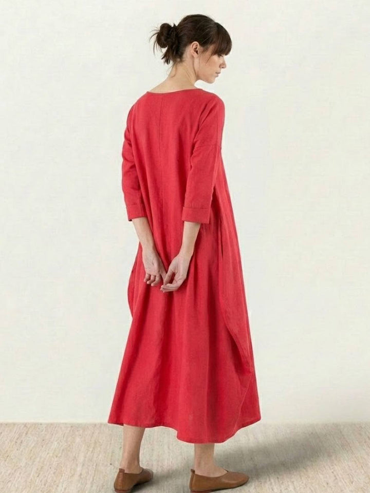 Duttini | Feminine Oversized Boho Maxi Dress With 3/4 Sleeves