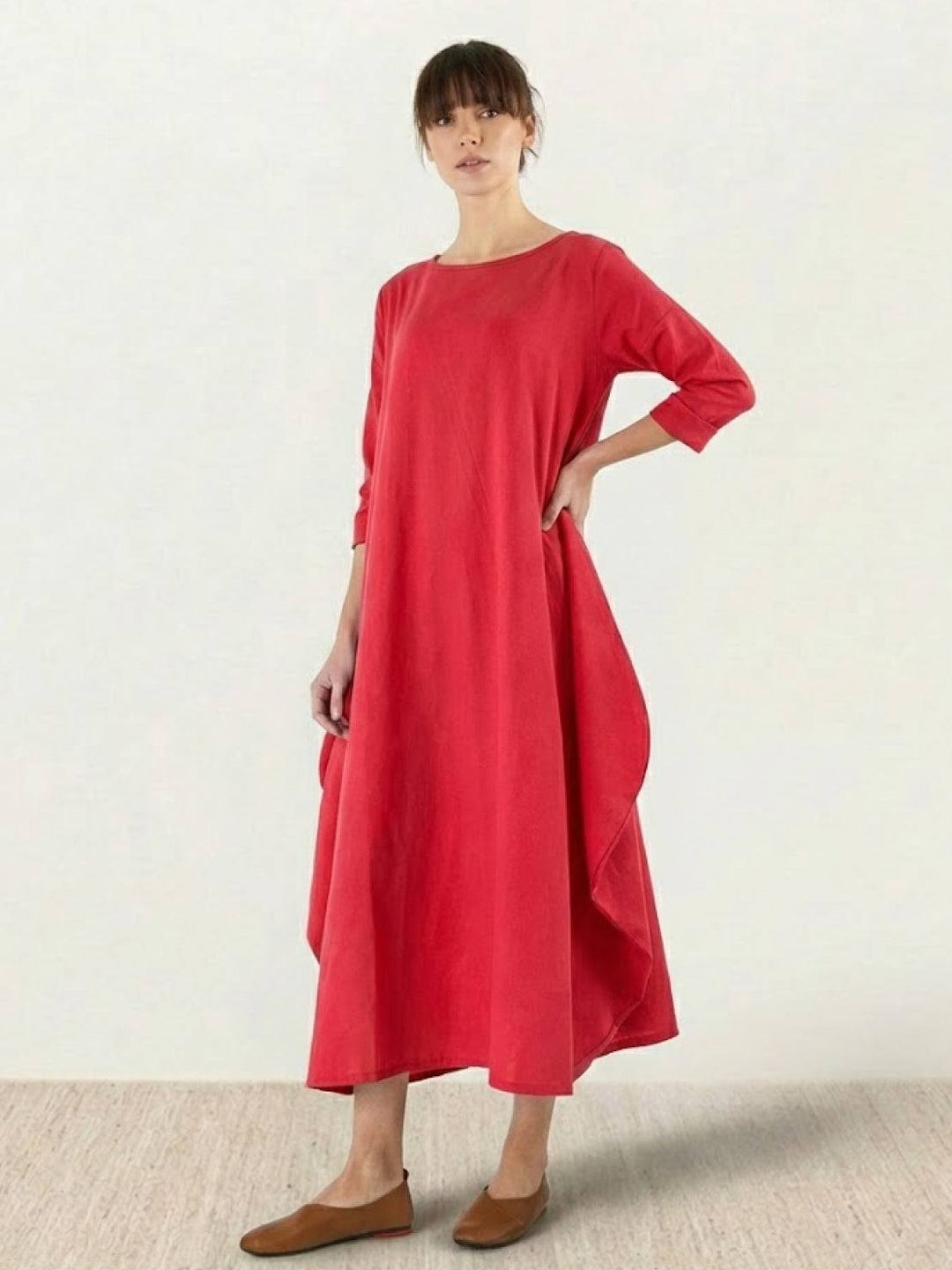 Duttini | Feminine Oversized Boho Maxi Dress With 3/4 Sleeves