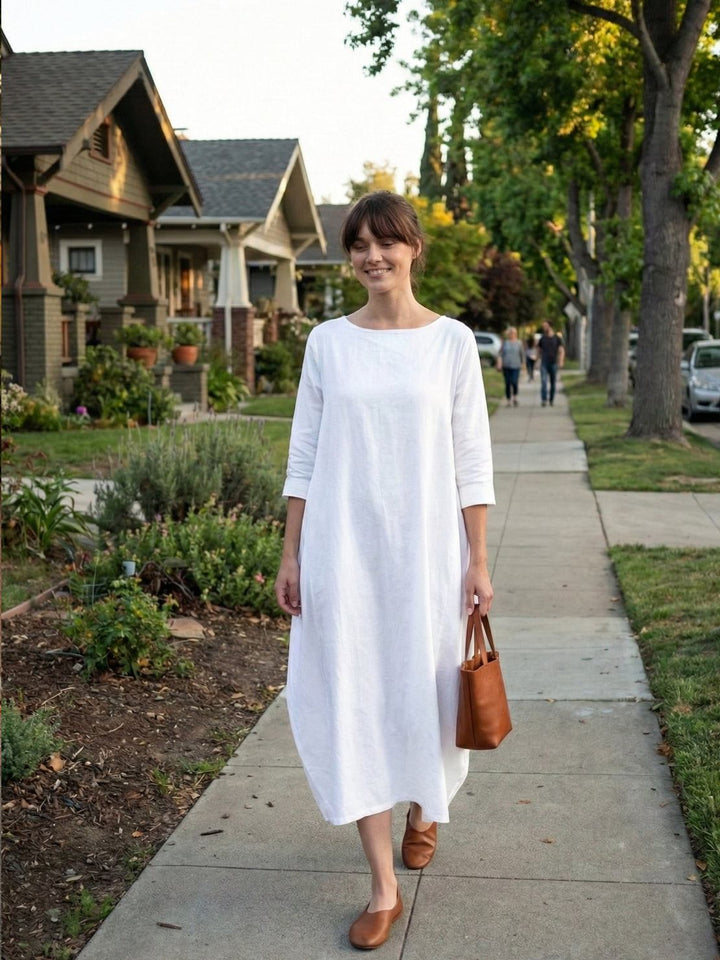 Duttini | Feminine Oversized Boho Maxi Dress With 3/4 Sleeves