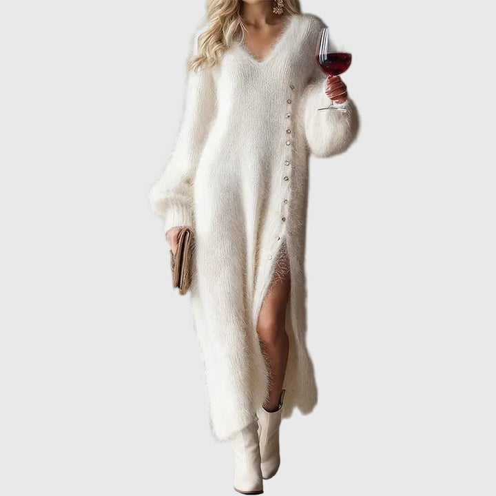 Duttini | Holiday Lounge Dress for Women in Soft Fabric, Relaxed Fit, Navy