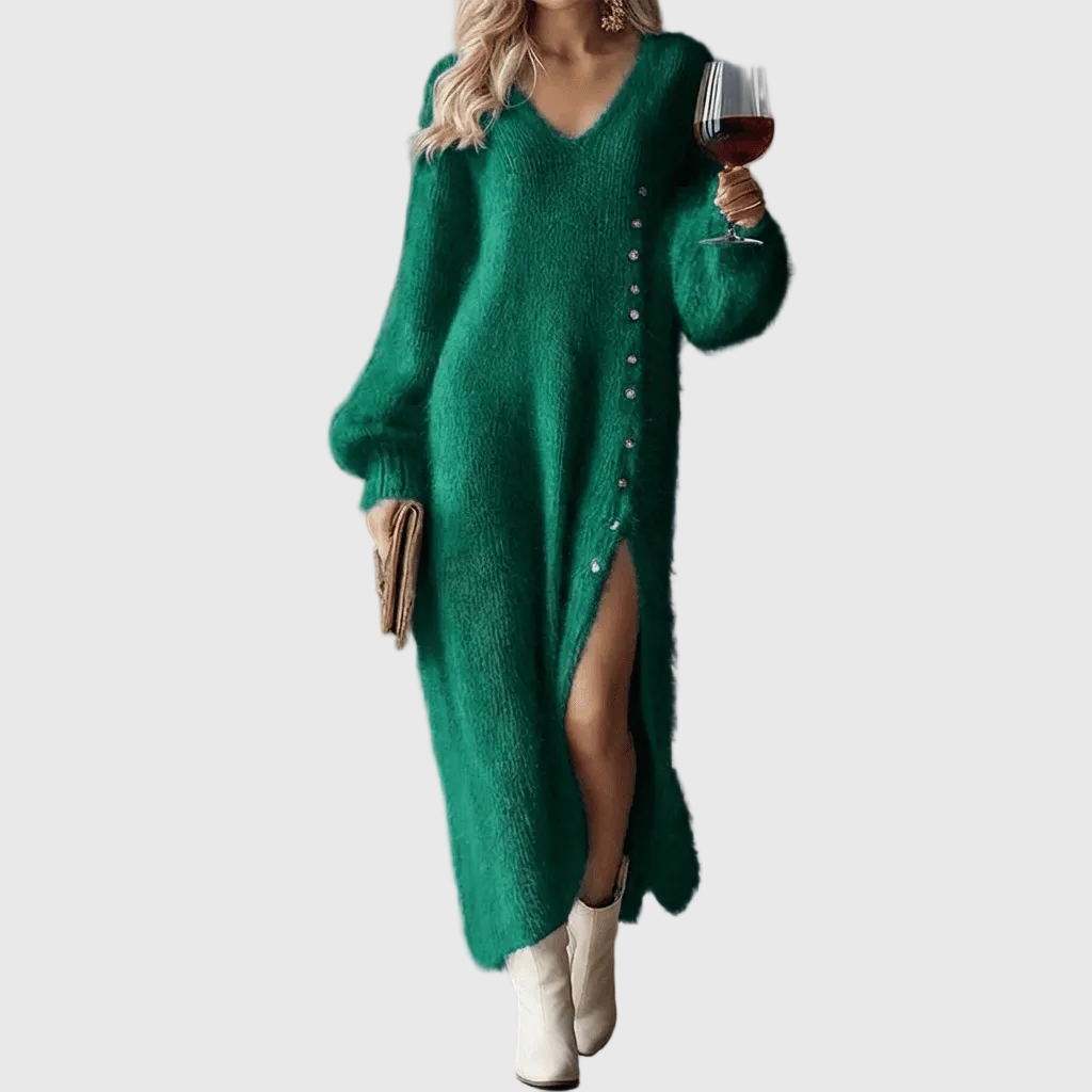 Duttini | Holiday Lounge Dress for Women in Soft Fabric, Relaxed Fit, Navy