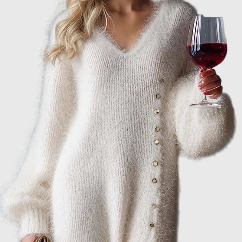 Duttini | Holiday Lounge Dress for Women in Soft Fabric, Relaxed Fit, Navy