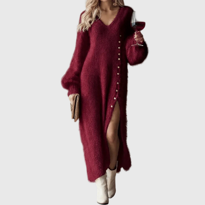 Duttini | Holiday Lounge Dress for Women in Soft Fabric, Relaxed Fit, Navy