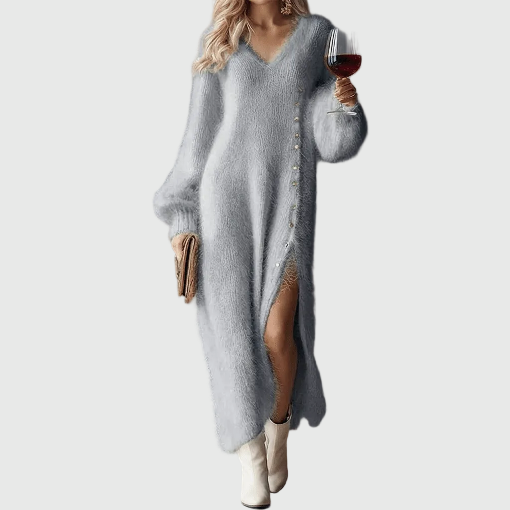 Duttini | Holiday Lounge Dress for Women in Soft Fabric, Relaxed Fit, Navy
