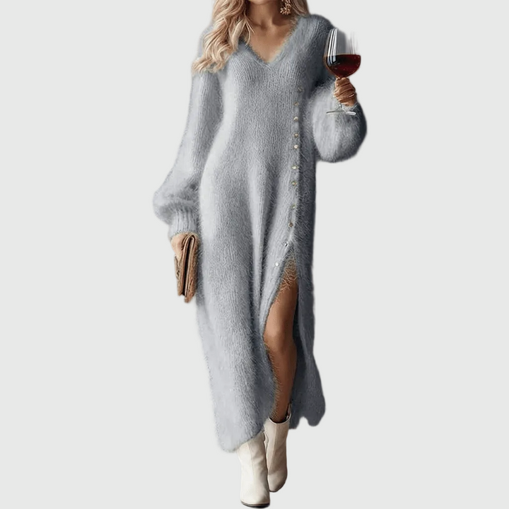 Duttini | Holiday Lounge Dress for Women in Soft Fabric, Relaxed Fit, Navy