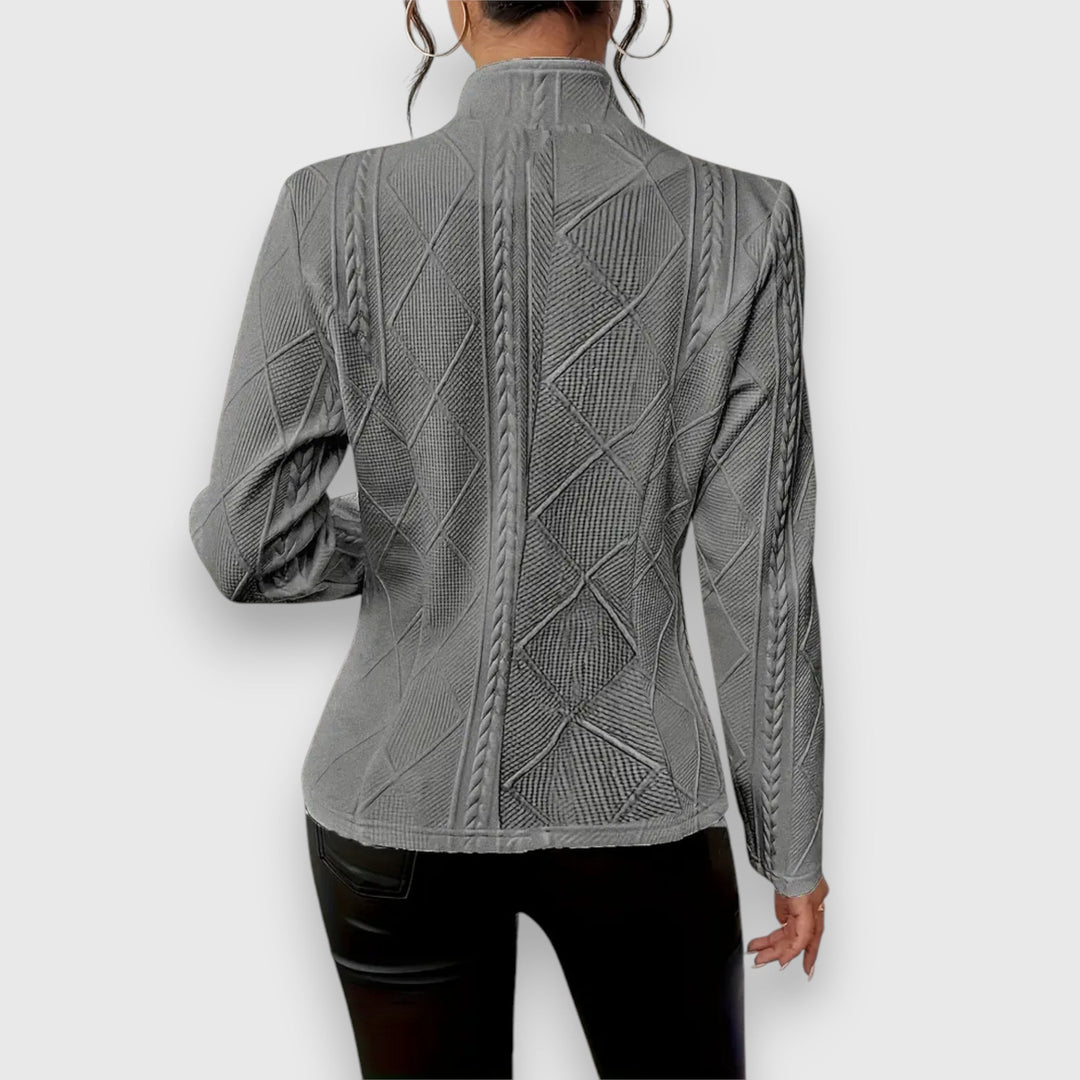 Duttini | Statement Mock Neck Cable Knit Sweater Top Made to Turn Heads