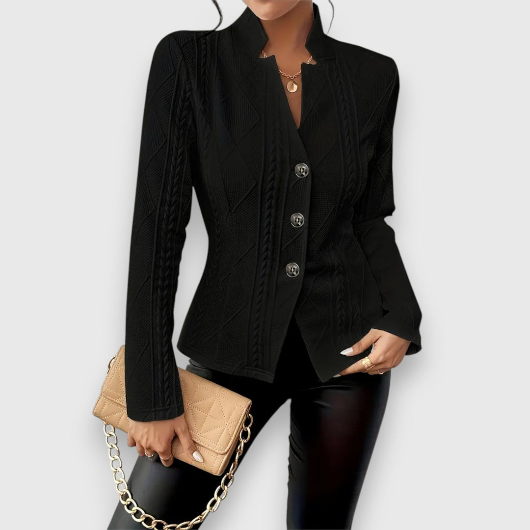 Duttini | Statement Mock Neck Cable Knit Sweater Top Made to Turn Heads