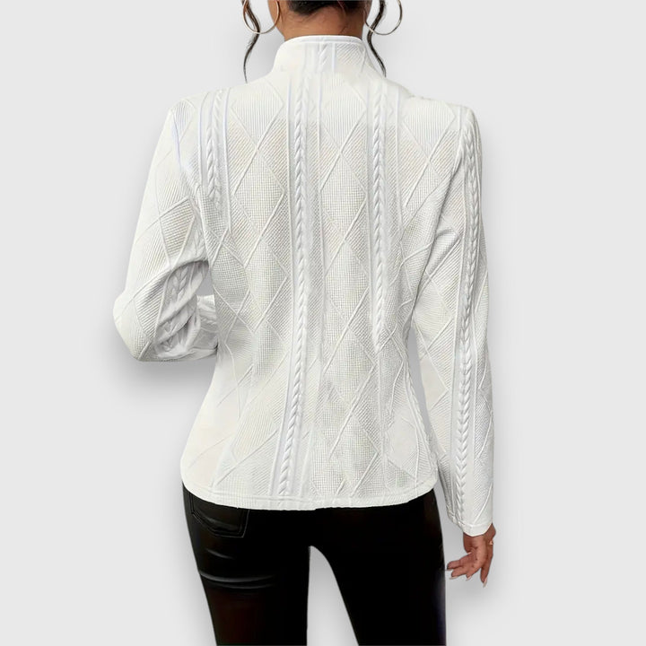 Duttini | Statement Mock Neck Cable Knit Sweater Top Made to Turn Heads