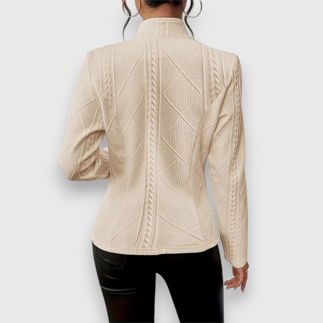 Duttini | Statement Mock Neck Cable Knit Sweater Top Made to Turn Heads