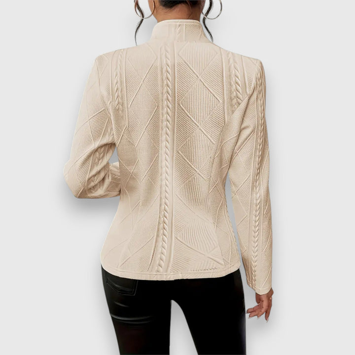 Duttini | Statement Mock Neck Cable Knit Sweater Top Made to Turn Heads