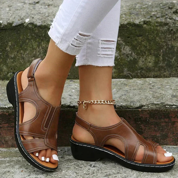 Duttini | Comfort-Fit Open Toe Slingback Wedge with Cushioned Support