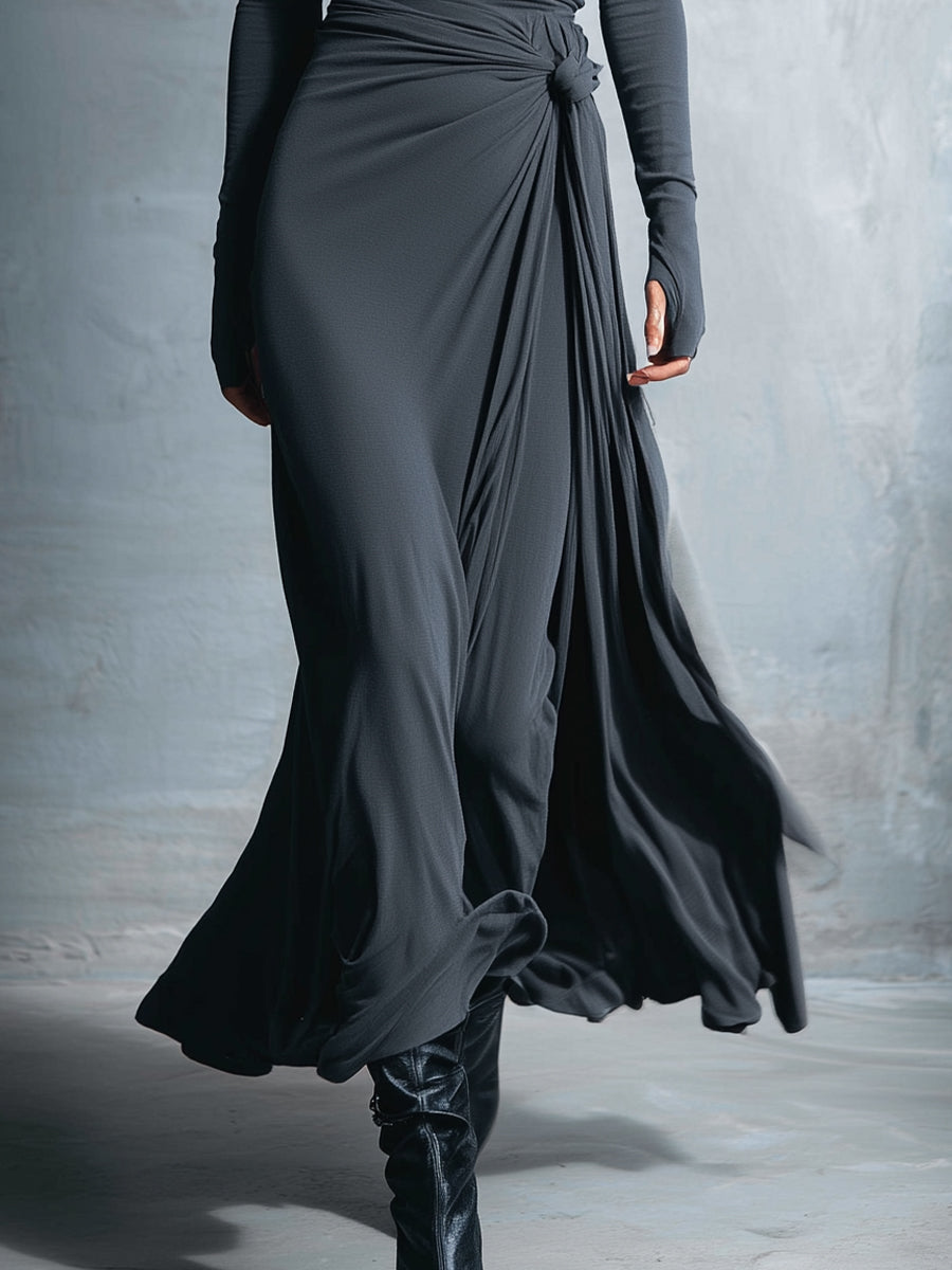 Duttini | Grey Knit Wrap Dress