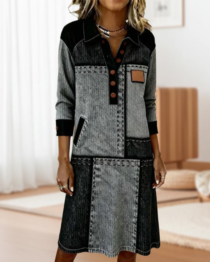Duttini | Color Block V-neck Dress