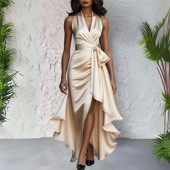 Duttini | Luxe Halter Neck Maxi Dress with a Flattering Silhouette