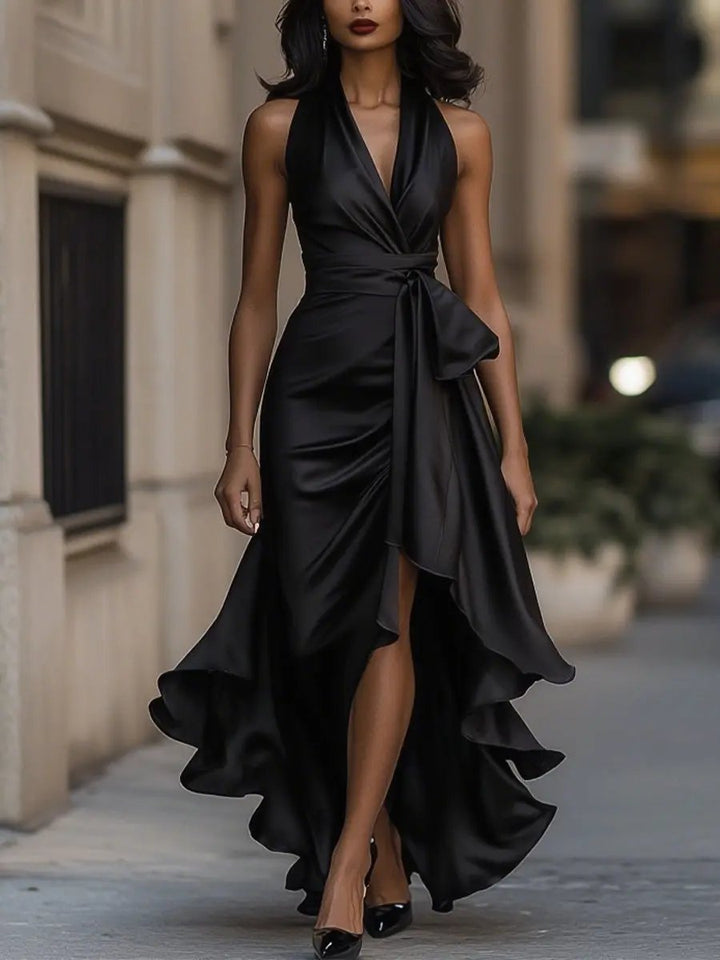 Duttini | Luxe Halter Neck Maxi Dress with a Flattering Silhouette