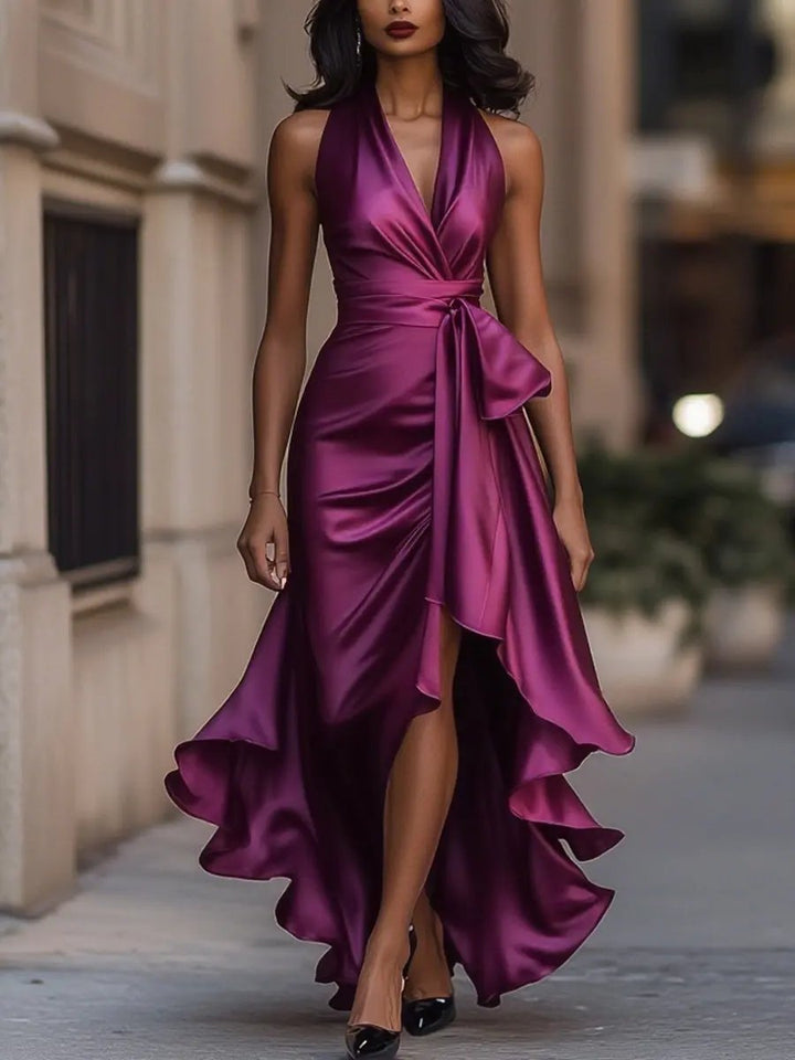 Duttini | Luxe Halter Neck Maxi Dress with a Flattering Silhouette