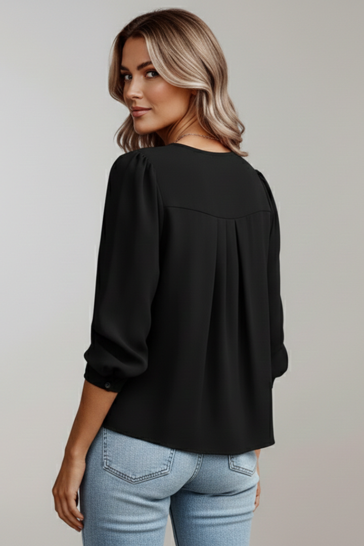 Duttini | Elegant Puff Sleeve Round Neck Blouse Made to Turn Heads