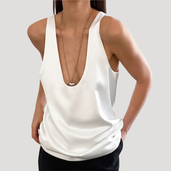 Duttini | Effortless Deep V Neck Sleeveless Tank Top for Every Occasion