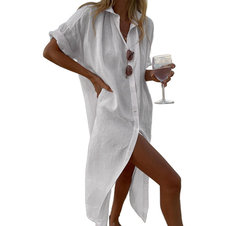 Duttini | Timeless Button Down Collared Beach Shirt Dress