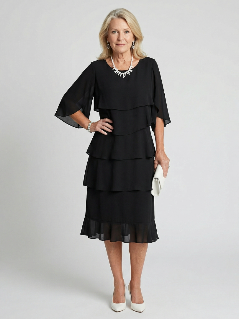 Duttini | Graceful Tiered Flutter Sleeve Midi Dress for Every Occasion