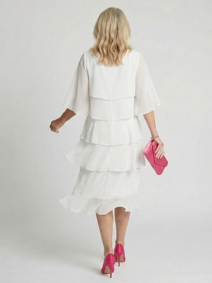 Duttini | Graceful Tiered Flutter Sleeve Midi Dress for Every Occasion