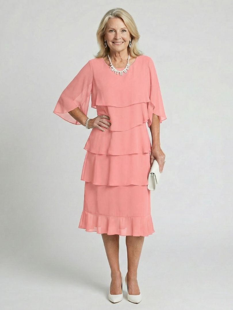 Duttini | Graceful Tiered Flutter Sleeve Midi Dress for Every Occasion