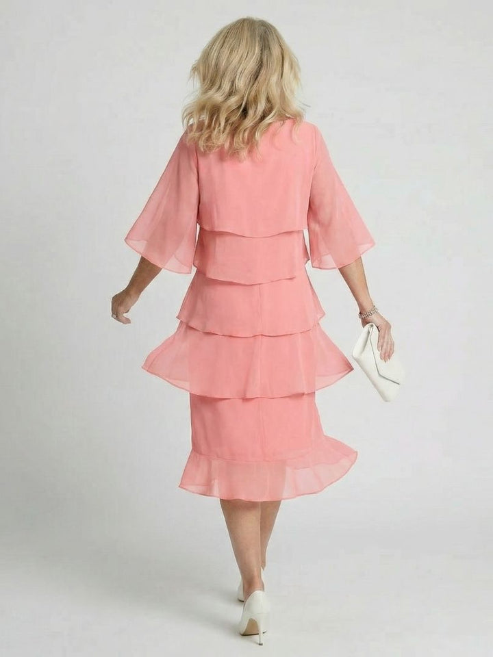 Duttini | Graceful Tiered Flutter Sleeve Midi Dress for Every Occasion